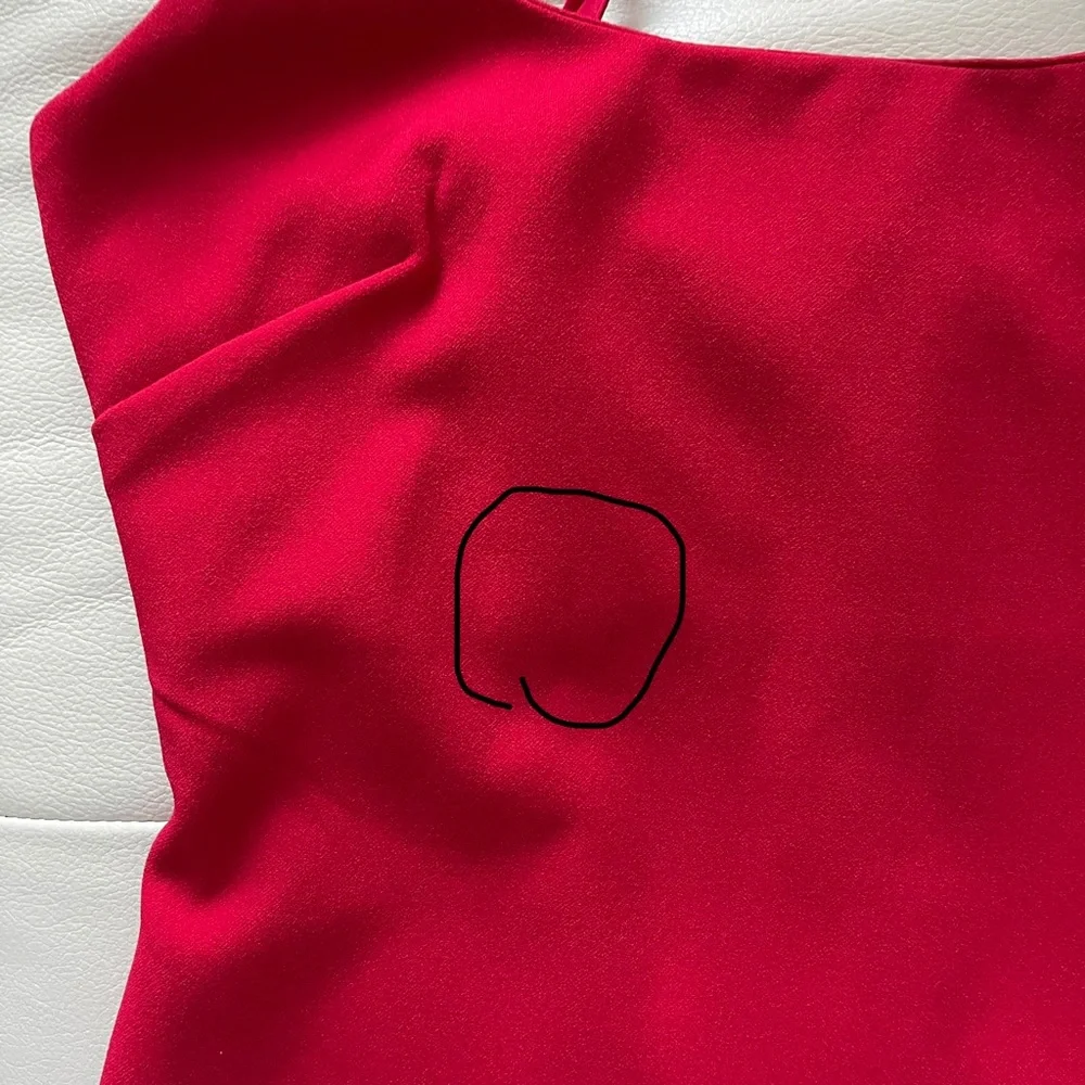Red Dress with Ruffled Hem - Picture 7 of 7